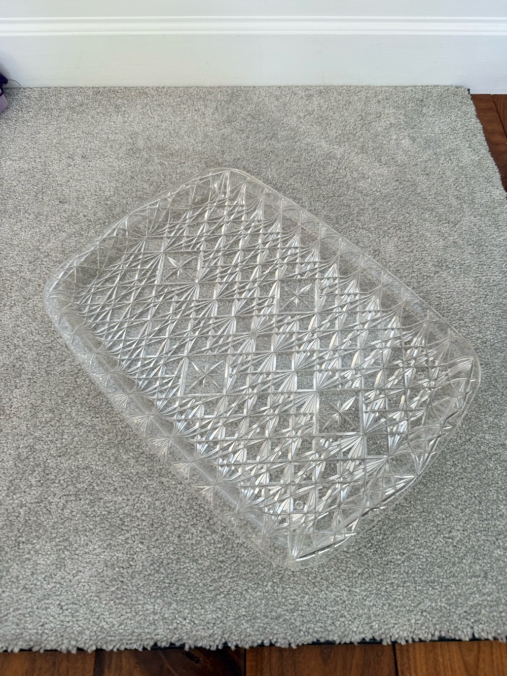 Plastic Patterned Rectangular Serving Tray - Clear